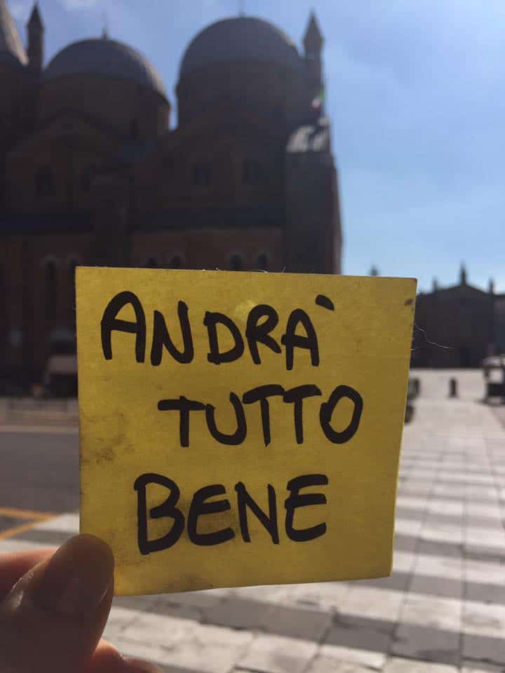 Fig.5: Resilience in Action. One of the post-its spreading in Italy. "All will be fine". Source: Facebook.